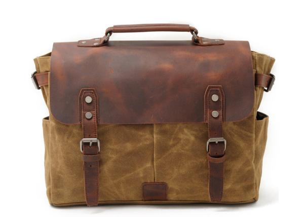 CL-900 Khaki Vintage Waterproof Waxed Canvas Leather Camera Shoulder Bag
