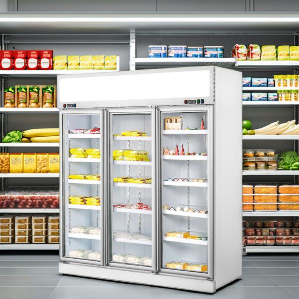 1580L Three-Door Top Mounted Glass Door Refrigerated Supermarket Freezer Display Cooler Cooling Store Drink Restaurant