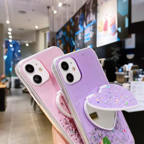 40grams Designer Cell Phone Cases Glitter With Makeup Mirror Kickstand