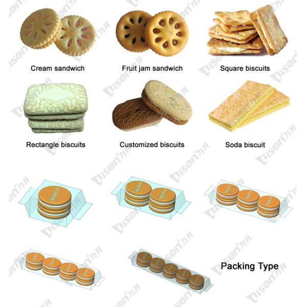 Automatic Chocolate Cream Biscuit Sandwich Machine With Pile Packaging System