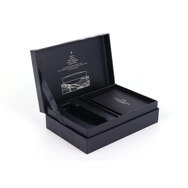 Silver Stamping Aromatherapy Gift Box , 2mm Thickness Black Gift Box With Ribbon