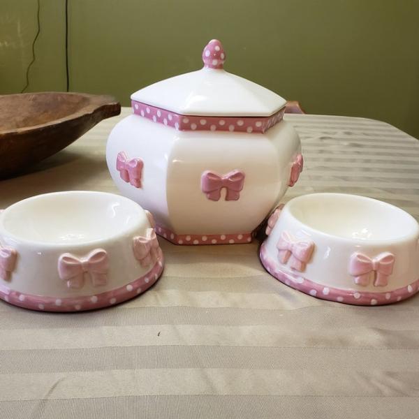 Whimsical Pink Bow Posh Cat Bowls 5