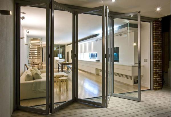 EBUNGE Exterior Double Glazed Glass Doors Folding Partition Door For Residential Or Commercial
