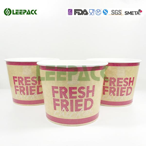 Disposable food grade paper popcorn buckets container for take away food packaging