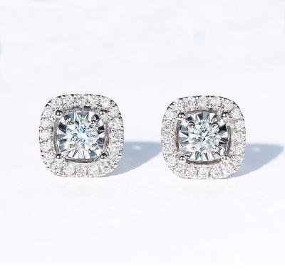 Corte brilhante do círculo nobre de Diamond Earrings 2.0g do ouro branco de 0.38ct 18k