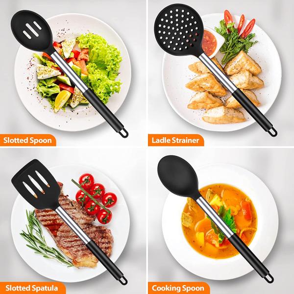 Stocked Silicone Non-stick Spoon for Frying Fish Leak Spatula Household Cookware Set