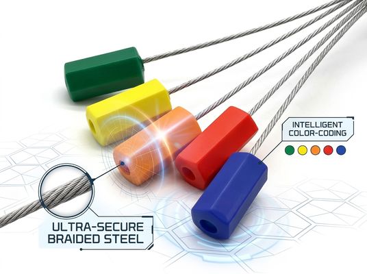 Color Coded Plastic Coated Steel Cable Security Seal Serial Numbered Container Inventory Management