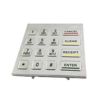 Kiosk SS304 Waterproof IP65 Metal Numeric Keypad 100×100mm 16 Keys