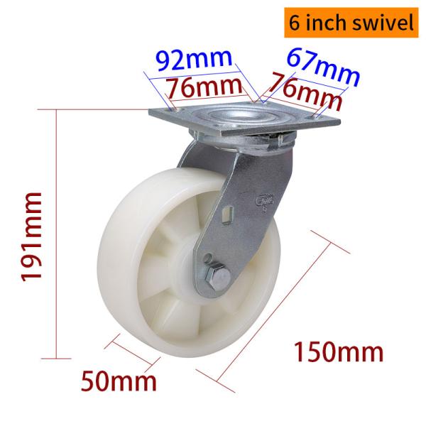6 Inch Heavy Duty Swivel Casters 420kg Plate TPU 150mm Caster Wheels