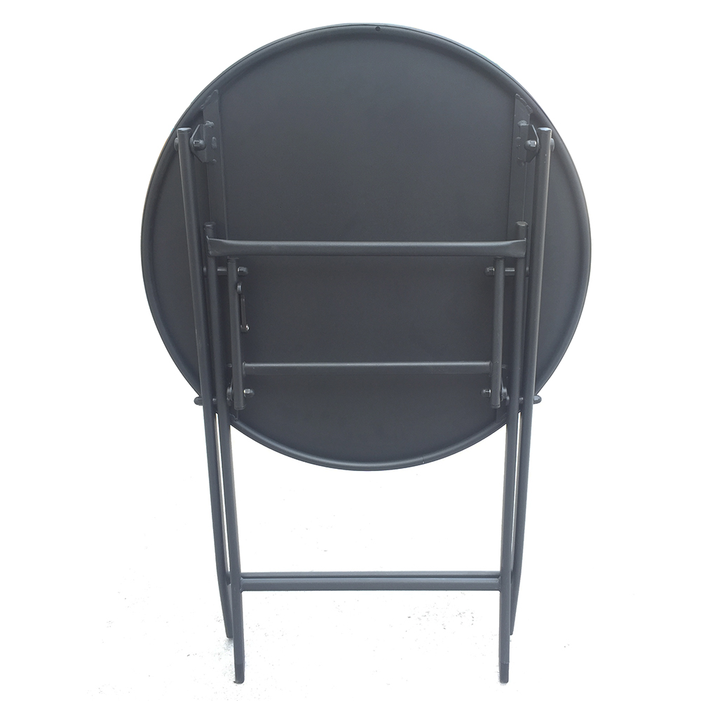 Wholesale Price Outdoor Furniture Iron Frame Folding Table and Chair Black Rust Prevention Fold Chairs and Round Table