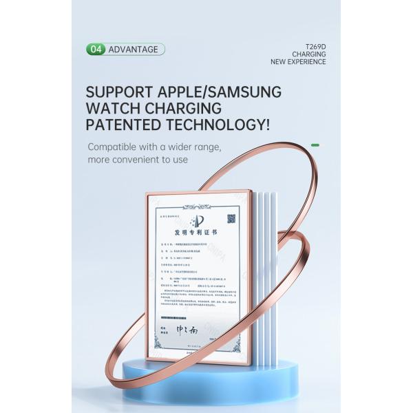 3W Watch Position 15W Base Position складная беспроводная зарядная стойка с корпусом ABS из цинкового сплава