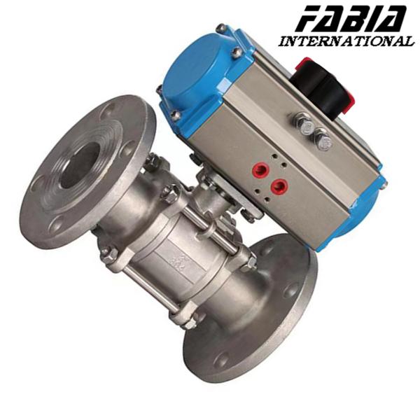 Válvula pneumática de esfera de alta pressão de três peças Válvula de esfera industrial de flange