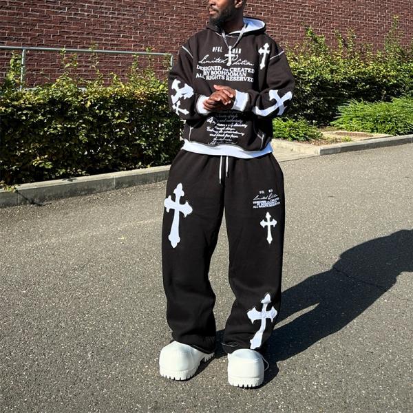 Fabricantes de prendas de vestir Trajes callejeros personalizados Trajes con pantalla Impresión de sudadera con capucha Calzoncillos de sudor con bolsa Calzoncillos de sudor y conjunto de capuchas