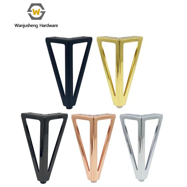 Wanjusheng Iron Feet TV Cabinet Metal Table Sofa Legs 15cm Triangular Design Matte Black Gold Furniture Legs