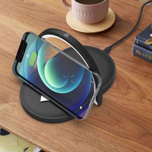 Черный белый заряжатель 15W CRI 70 многофункциональный беспроводной со светом ночи