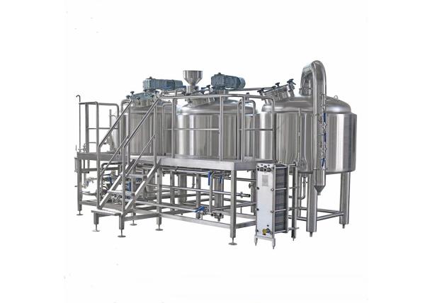Gas Fired Brewing 3 Vessel Brewhouse 3000L Three Kettle SS304 Dimple Plate