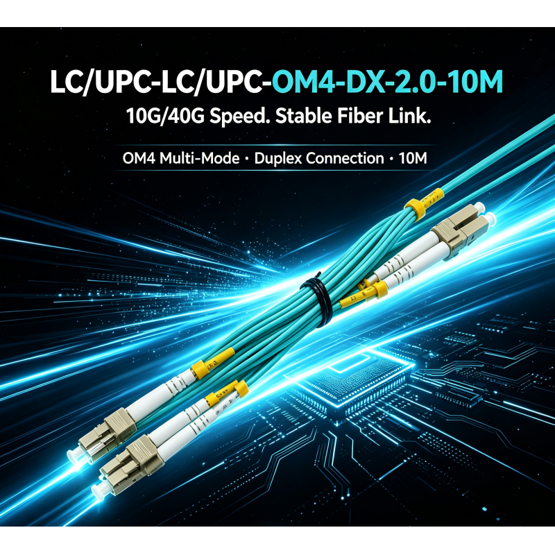 Low Insertion Loss Duplex OM4 Multimode Fiber Patch Cord With LC-UPC To LC-UPC Connectors , 2.0mm Outer Diameter , Length 10M
