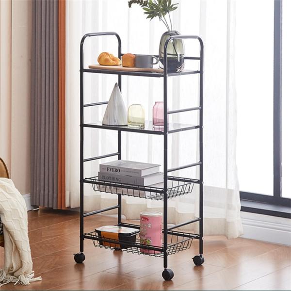 5 Tier Non-folding Rack Kitchen Storage Organizer with Stable Rotating Rolling Design