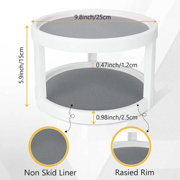 2 Layers Kitchen Spices Rotating Storage Rack for Easy Access to Spices and Toiletries