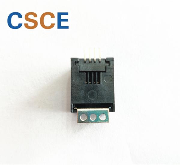 180 Degree Tab Up Female RJ11 Modular Jack Without Shield  Housing 4p4c