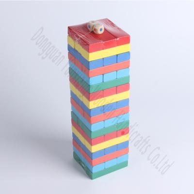 Colorful Wooden Stacking Blocks Game Set - 54 Pieces with Dice