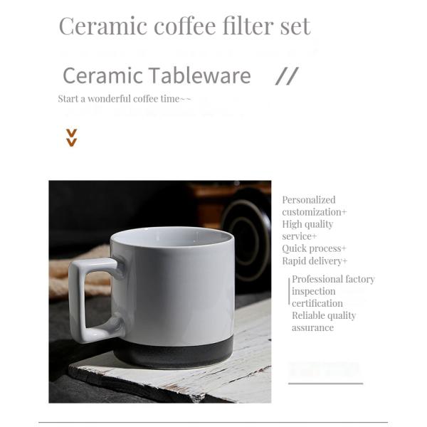 Classic Design Ceramic Coffee Maker with Porcelain Mug and Custom Pour over Dripper Set