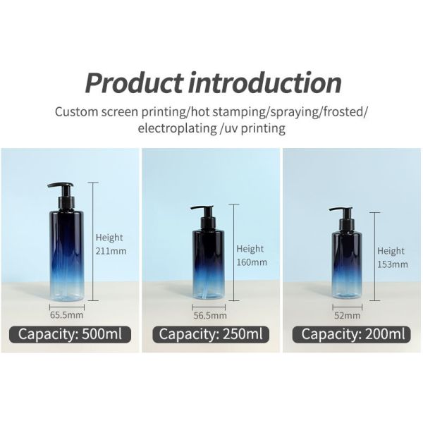 300ml 500ml Transparent Pump Bottle Cosmetic Shampoo Empty Bottle With Spray Pump Head