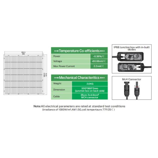 Тип кремния Semi гибкой панели солнечной системы балкона регулируемый Monocrystalline