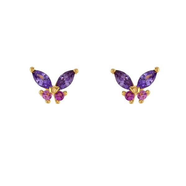 18K or Marquise coupé Turquoise CZ 925 Sterling Argent Papillon Stud Boucles d'oreilles pour femmes