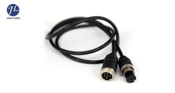 Signal Transmission 6 Pin Gx16 Aviation Cable For Automotive Rear View Camera System