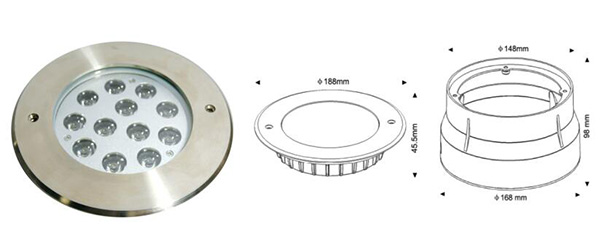 Утопленные света СИД подводные с ПВК Слеве 36В 304 нержавеющая сталь РГБ