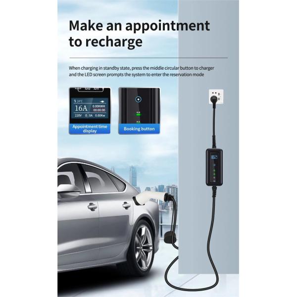 8-32A Adjustable EV Charger GBT Type1 Type2 3.5KW 7KW 11KW 22KW for EV Portability