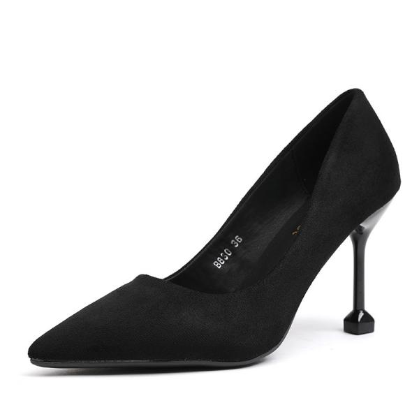 YTH004 Single Shoes Women 2021 New Spring And Summer Pointed High Heels Fashion Simple Suede Black All-Match Women'S Wor