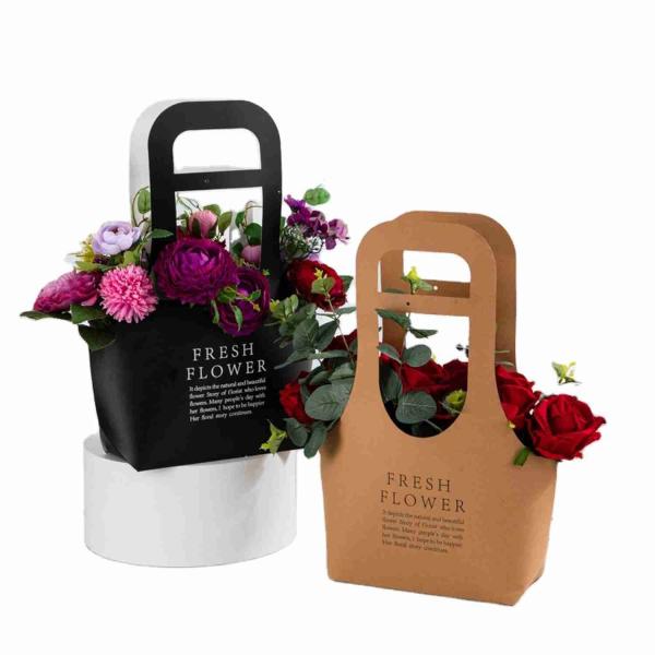 A cesta floral do ramalhete do saco de papel do presente dobrável dá forma a 120gsm 180gsm