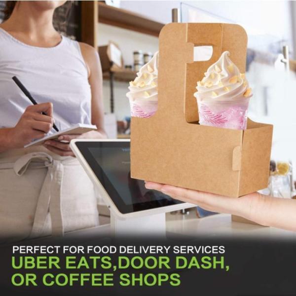 2 Cup Disposable Paper Cup Holder for Drink Takeout Elevate Takeout Experience