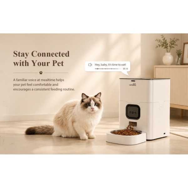 4L Automatic Cat Food Dispenser With APP Remote Controlled Dual Power Backup