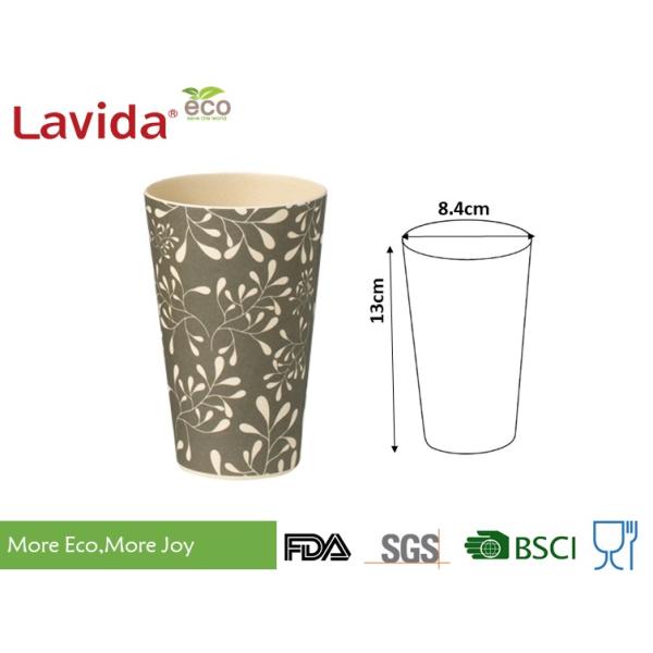 Gray Large Volume Bamboo Fiber Cup Vintage Flower Style Disposable Food Grade
