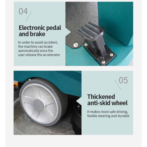 90L Riding Scrubber Machine Electric Tile Cordless Floor Sweeper