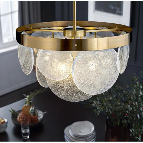 Vente en gros de lampes à suspension à LED rondes minimalistes modernes intérieures Décoration de restaurant lumières à goutte à goutte Nordique Luxe de verre Pendant Light