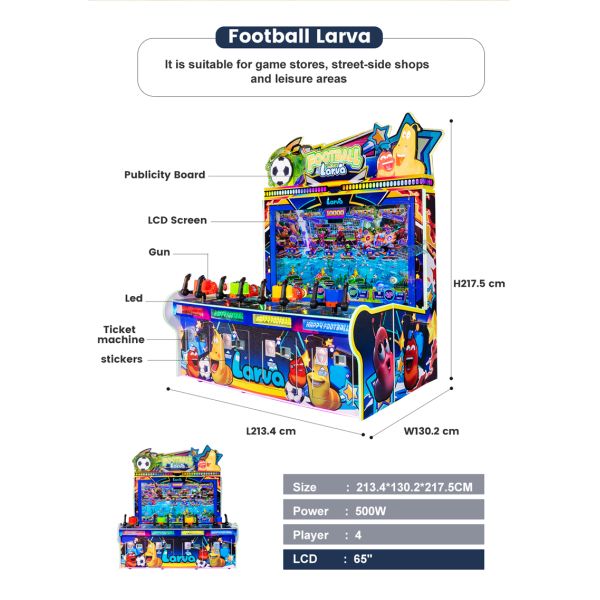 Football Larva 4-Player Arcade Game Machine