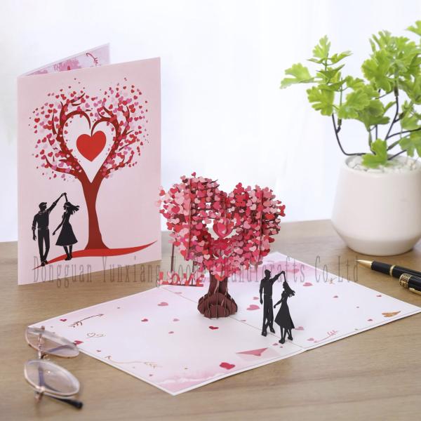 Handmade Heart Card Pop Up 3D Heart Flower Card Romantic Love Letter Greeting Anniversary Wedding Valentine Birthday Gift Card