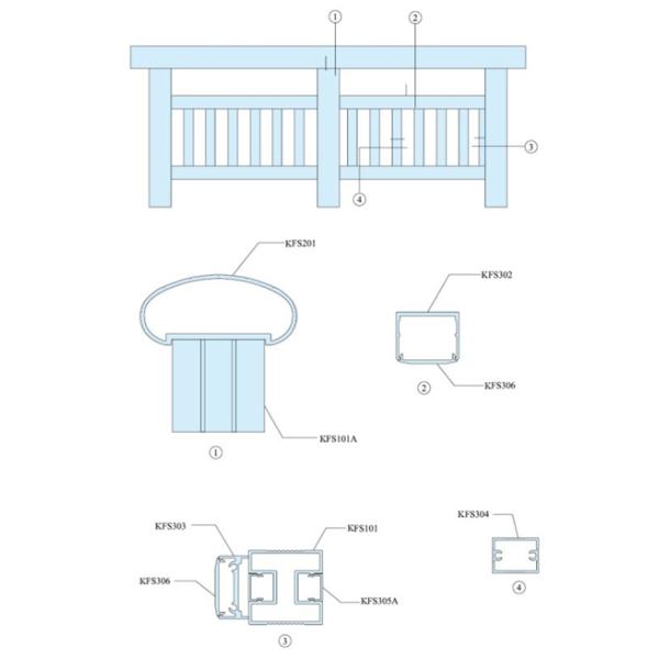 Алюминиевые перила руки/балюстрада