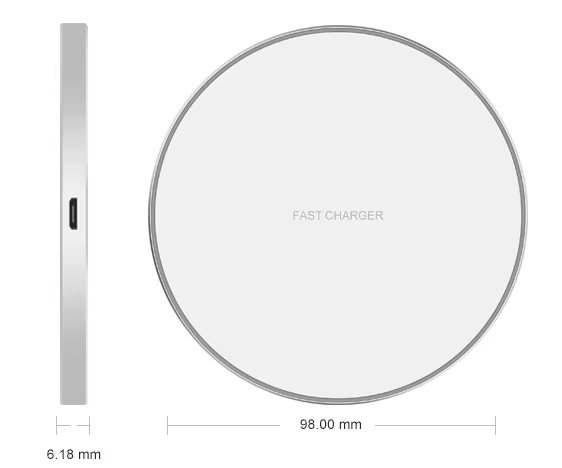 Aluminum Alloy Fast Wireless Charging Pad 15W Mobile Phone Smart Charger with PD Function CE FCC ROSH Certified