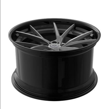 Matte Gun 2 partes forjou bordas pretas dos bordos do cetim rotatório dos raios 20inch do metal das rodas