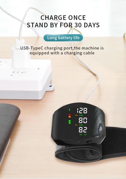 Portable Blood Pressure Meter:Medical Grade Digital Blood Pressure Meter Voice Prompt LCD Display Wrist BP Meter