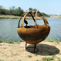 3mm Thickness Corten Steel Wood Burning Fire Pit In Backyard