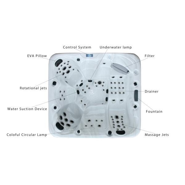 1 tina al aire libre portátil del balneario de la cascada de Mutil-Funtion Whirlpool de la bañera del salón con 5 tinas calientes de los asientos