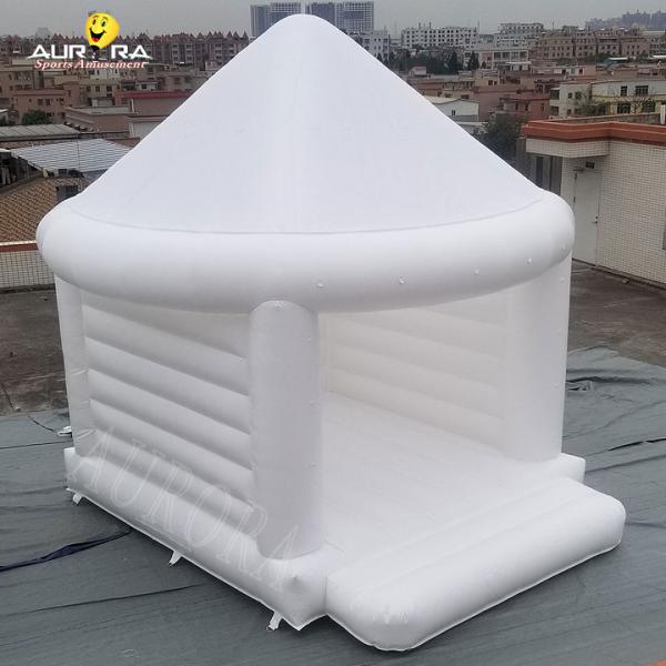 Adults Wedding White Inflatable Bouncy Castle PVC Custom Logo With Top Roof
