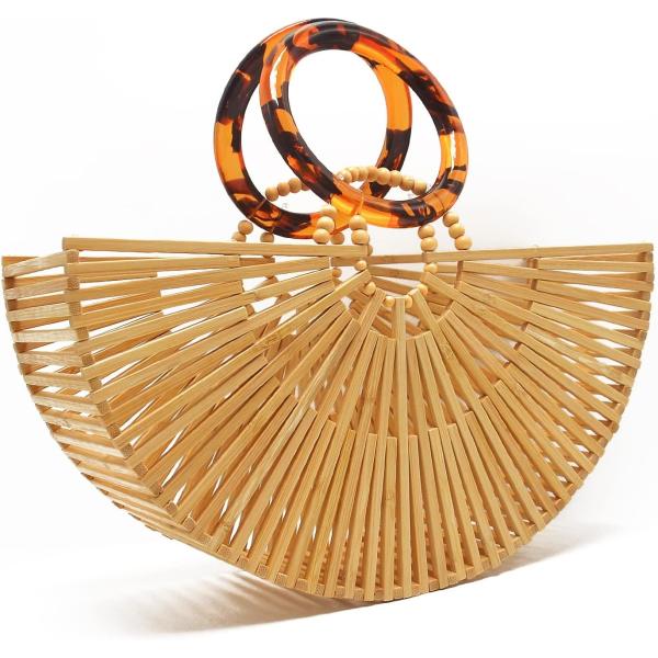 Miuco Womens Bamboo Handbags Handmade Purses Tote Bag