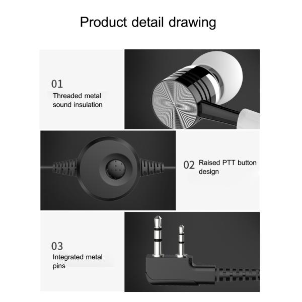 Flexible Acoustic Clear Tube Microphone Two Way Radio Headset for Black Walkie Talkie